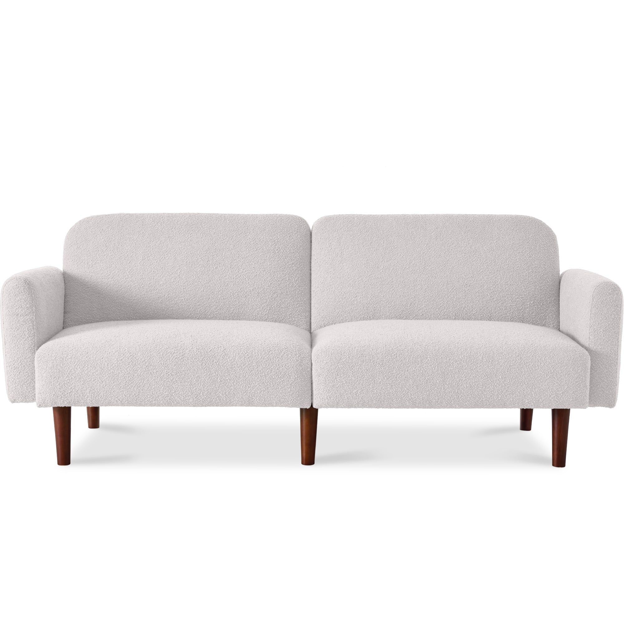 Curved Convertible Futon Boucle Fabric Split-Back Sleeper Bed