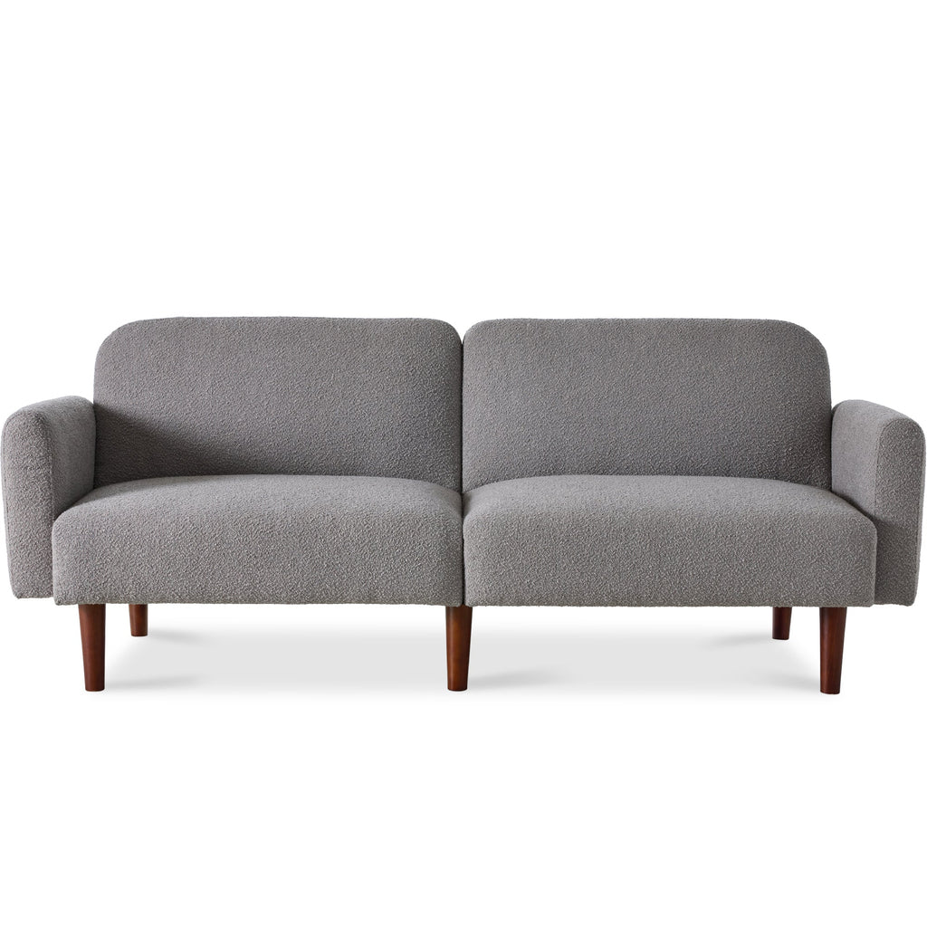 Curved Convertible Futon Boucle Fabric Split-Back Sleeper Bed