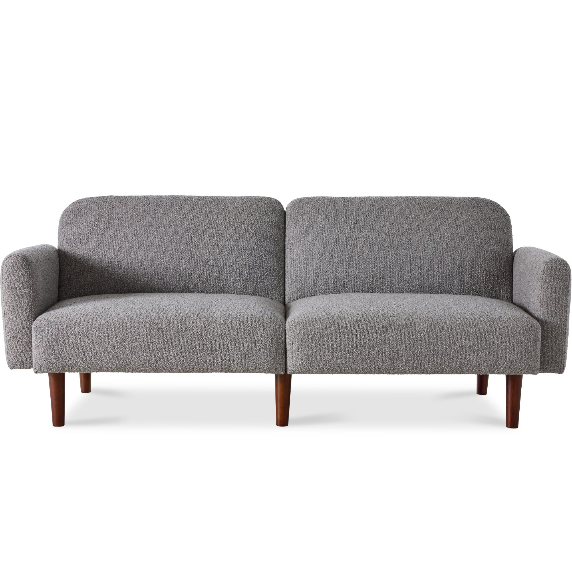 Curved Convertible Futon Boucle Fabric Split-Back Sleeper Bed