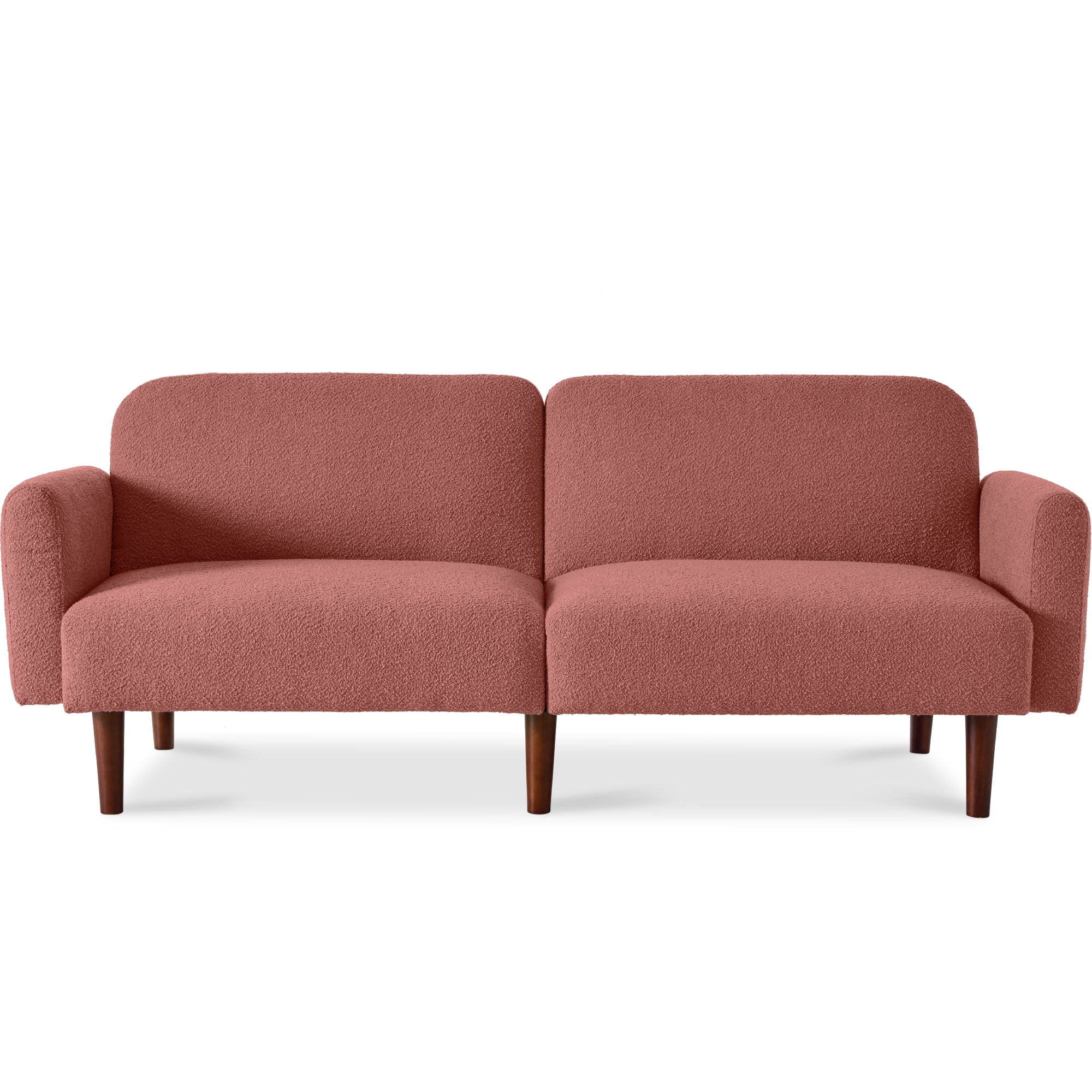 Curved Convertible Futon Boucle Fabric Split-Back Sleeper Bed
