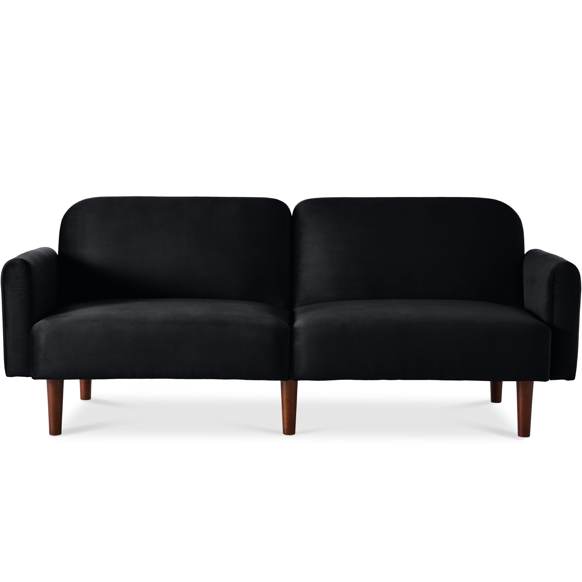 Curved Convertible Futon Velvet Fabric Split-Back Sleeper Bed