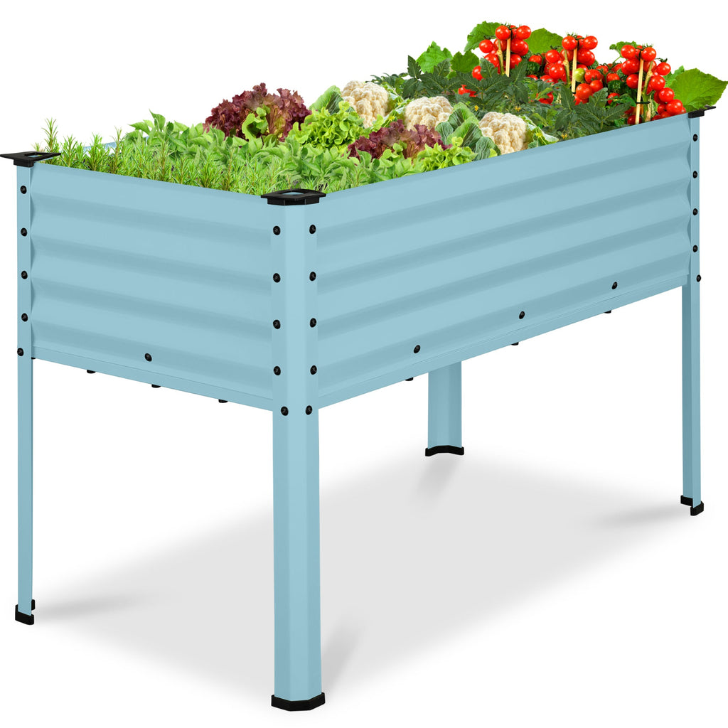 Elevated Galvanized Metal Garden Bed w/ Corner Protectors - 48x24x30in
