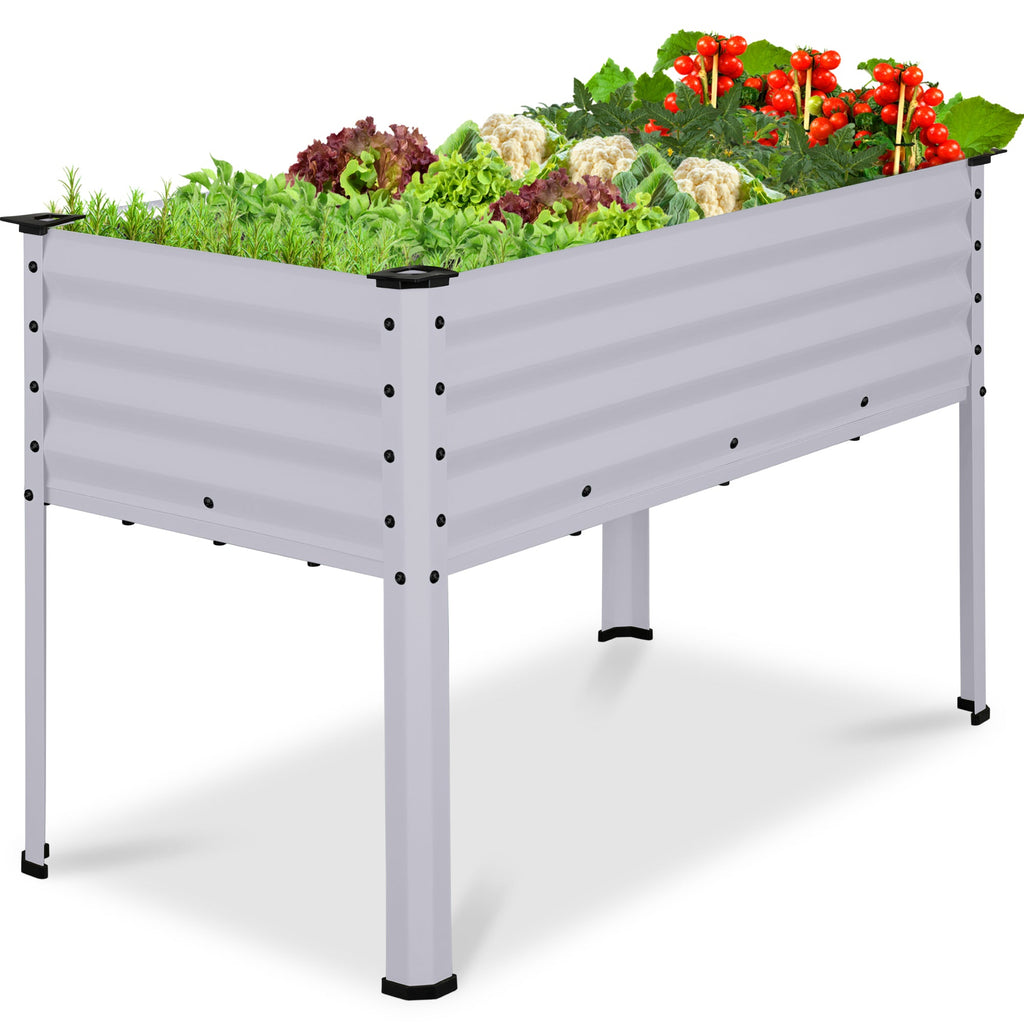 Elevated Galvanized Metal Garden Bed w/ Corner Protectors - 48x24x30in