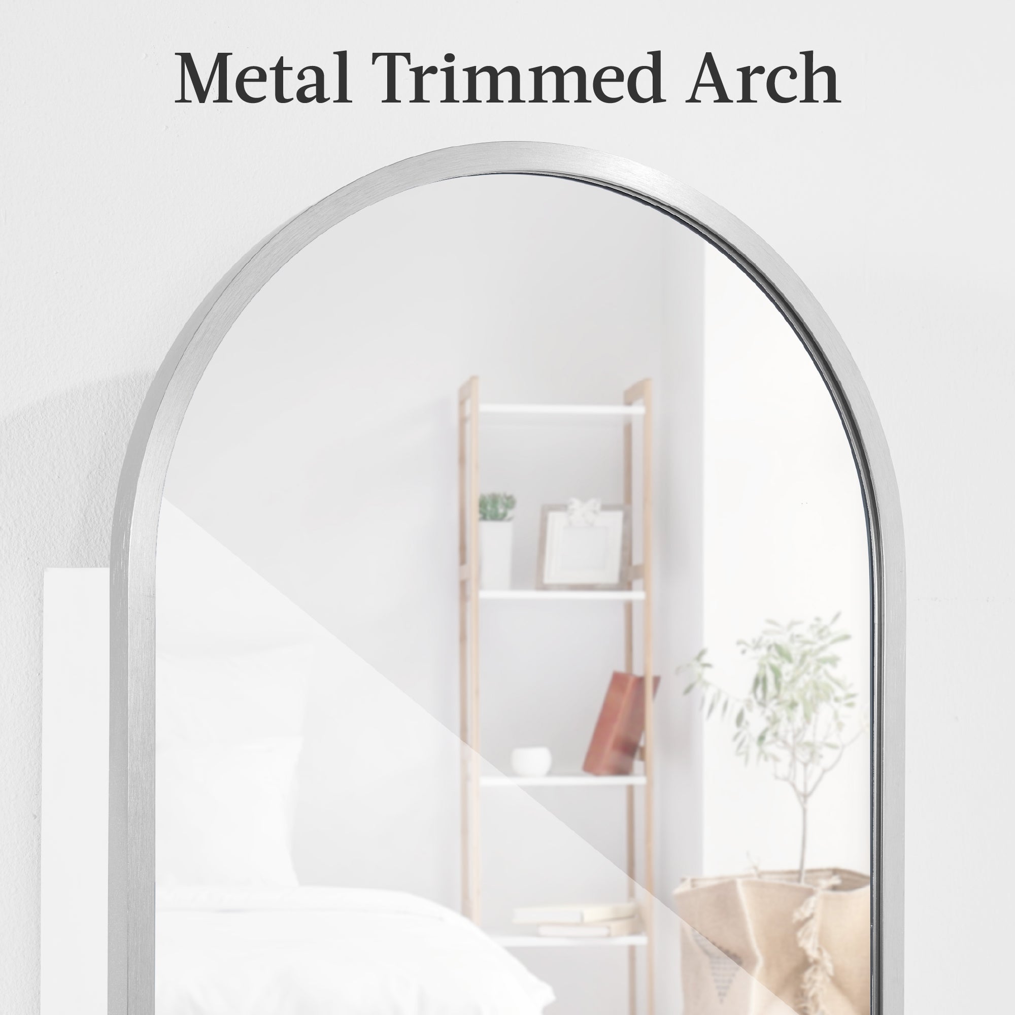 Door/Wall Mounted Arch Mirror Jewelry Armoire w/ Metal Frame Built-In Lock