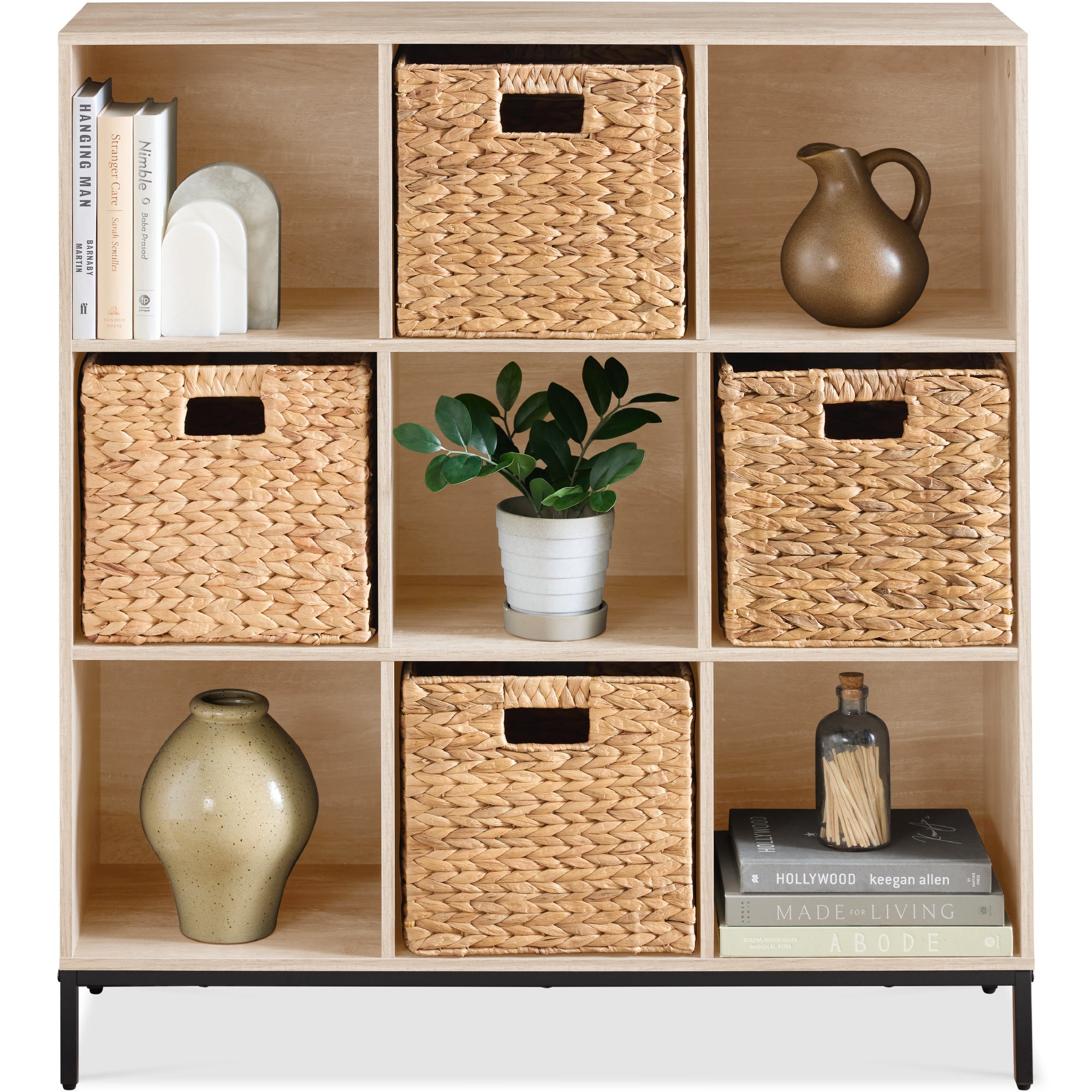 Elevated 9-Cube Storage Organizer 11in Bookshelf w/ Metal Legs