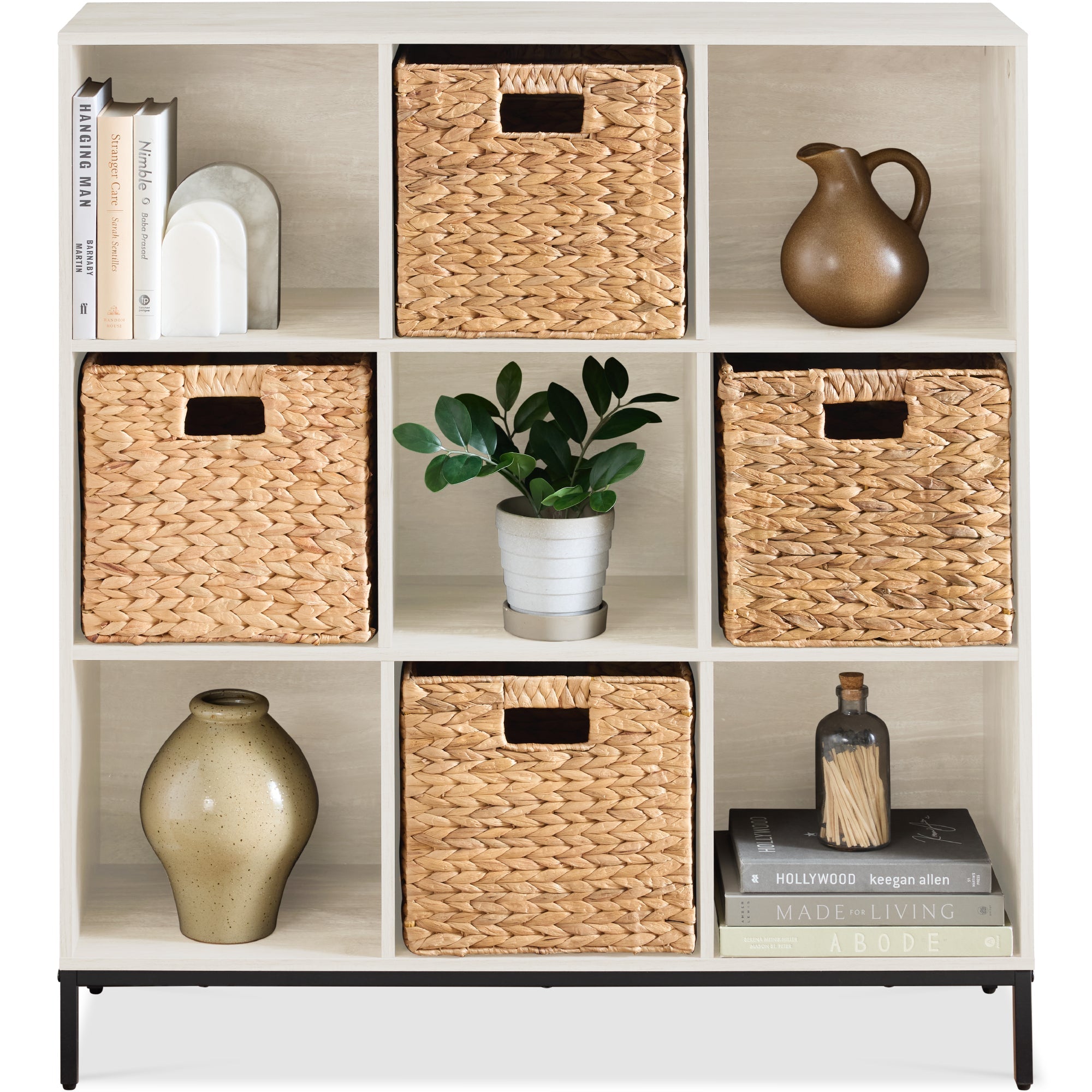 Elevated 9-Cube Storage Organizer 11in Bookshelf w/ Metal Legs