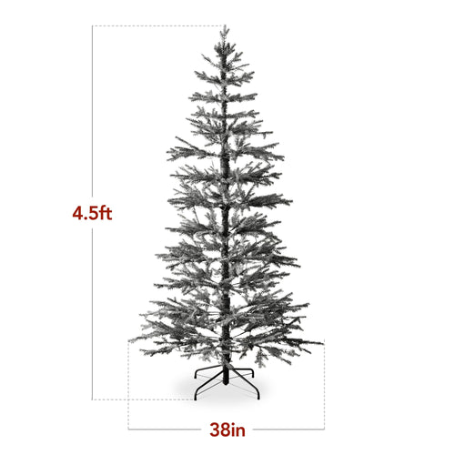 Black Pre-Lit Sparse Flocked Christmas Tree w/ 2-in-1 LEDs Cordless Connection