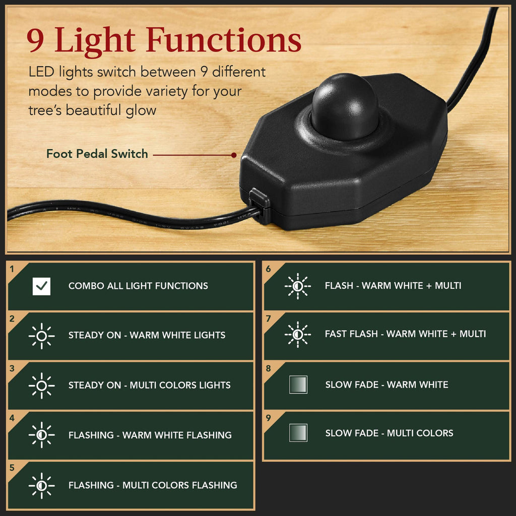 Black Pre-Lit Sparse Flocked Christmas Tree w/ 2-in-1 LEDs Cordless Connection