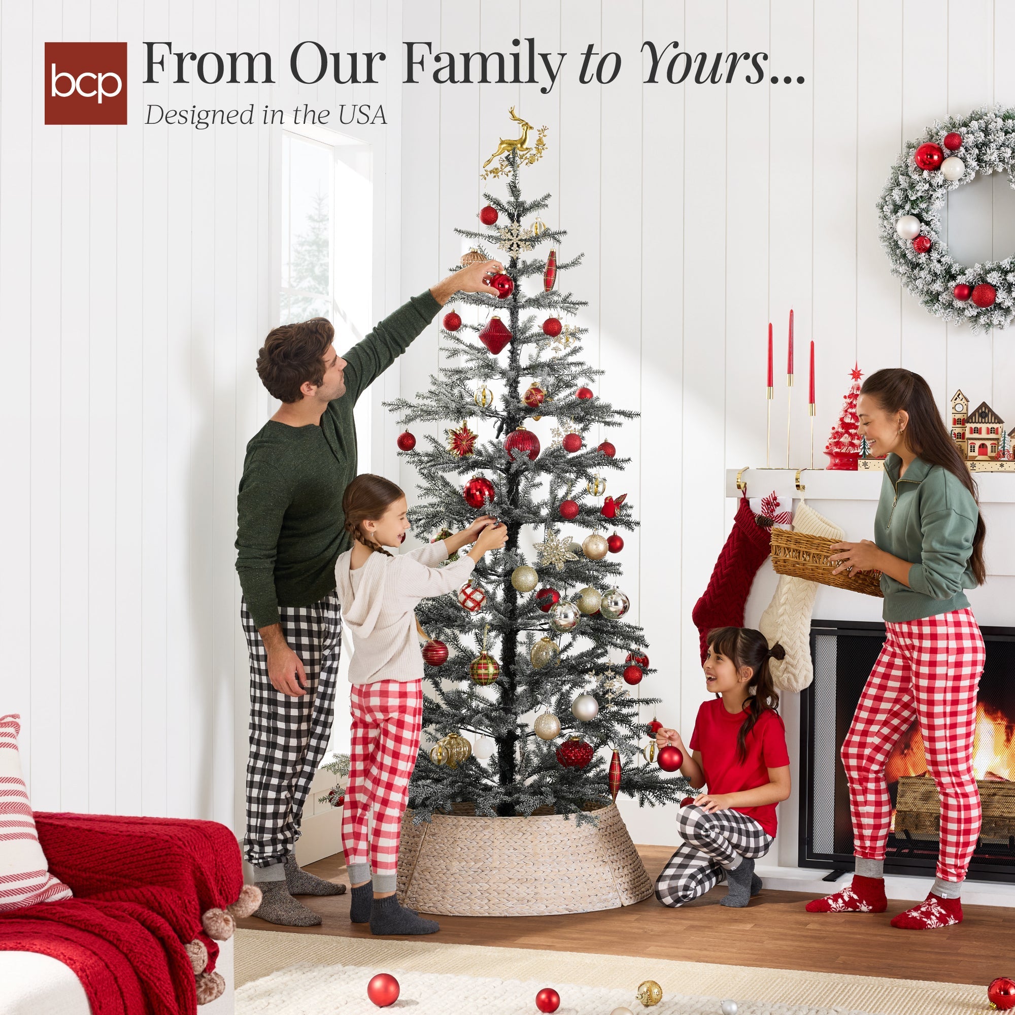 Black Pre-Lit Sparse Flocked Christmas Tree w/ 2-in-1 LEDs Cordless Connection