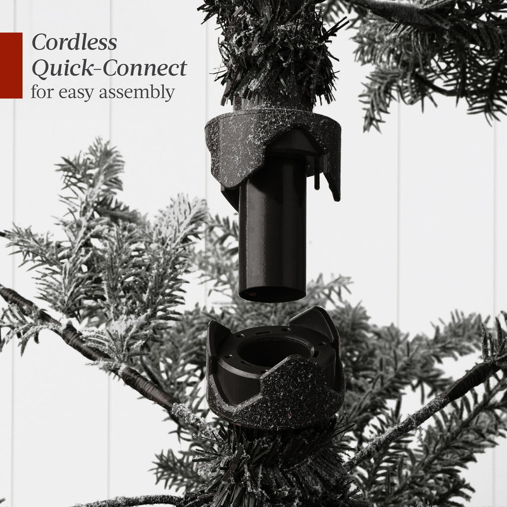 Black Pre-Lit Sparse Flocked Christmas Tree w/ 2-in-1 LEDs Cordless Connection